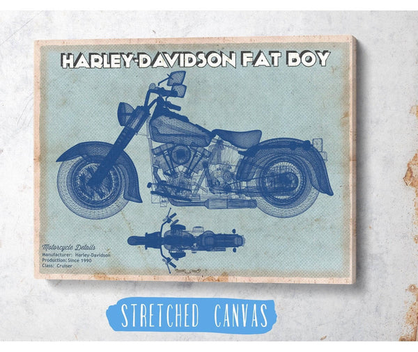 Cutler West Harley-Davidson Fat Boy Blueprint Motorcycle Patent Print