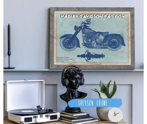 Cutler West Harley-Davidson Fat Boy Blueprint Motorcycle Patent Print
