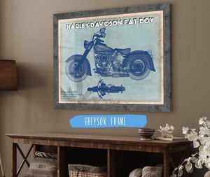 14" x 11" / Greyson Frame Cutler West Harley-Davidson Fat Boy Blueprint Motorcycle Patent Print