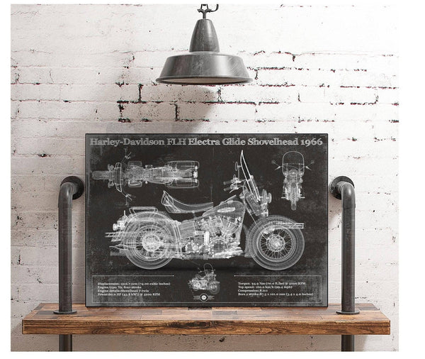 Cutler West Harley-Davidson FLH Electra Glide Shovelhead 1966 Motorcycle Patent Print