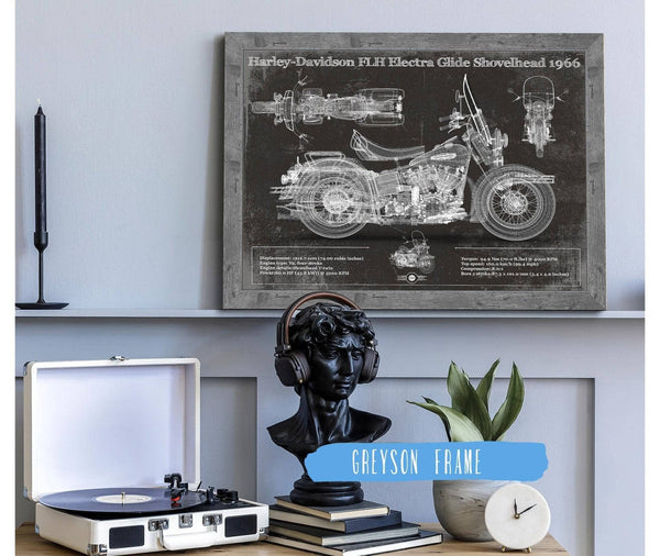 Cutler West Harley-Davidson FLH Electra Glide Shovelhead 1966 Motorcycle Patent Print