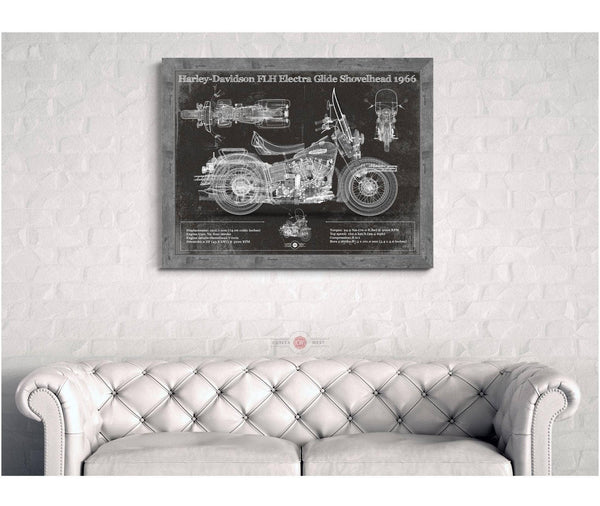 Cutler West Harley-Davidson FLH Electra Glide Shovelhead 1966 Motorcycle Patent Print