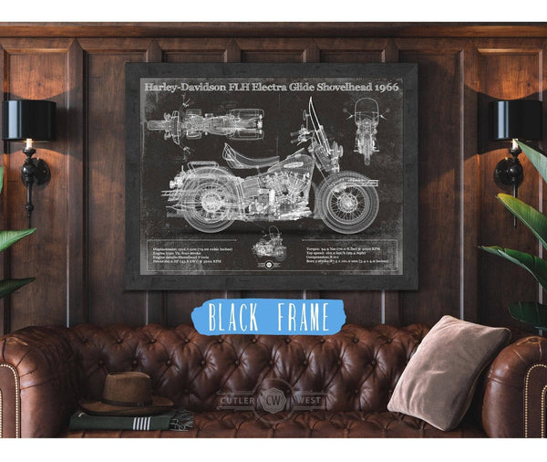 Cutler West Harley-Davidson FLH Electra Glide Shovelhead 1966 Motorcycle Patent Print