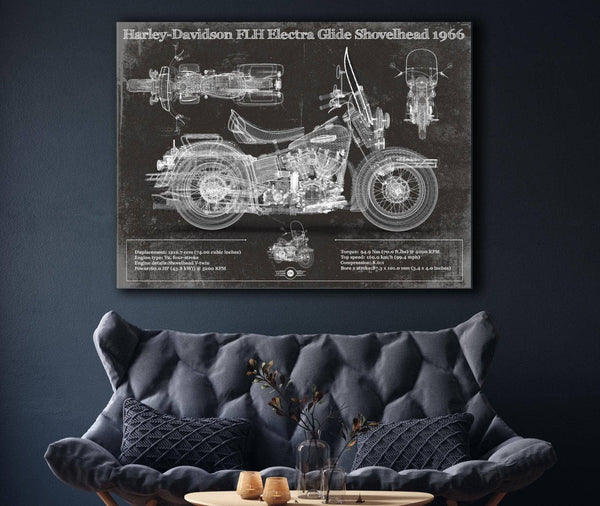 Cutler West Harley-Davidson FLH Electra Glide Shovelhead 1966 Motorcycle Patent Print