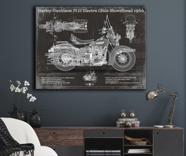 Cutler West Harley-Davidson FLH Electra Glide Shovelhead 1966 Motorcycle Patent Print
