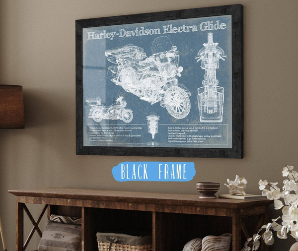 20" x 16" / Black Frame Cutler West Harley-Davidson FLHTCUI Ultra Classic Electra Glide Vintage Motorcycle Patent Print