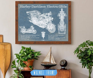 20" x 16" / Walnut Frame Cutler West Harley-Davidson FLHTCUI Ultra Classic Electra Glide Vintage Motorcycle Patent Print