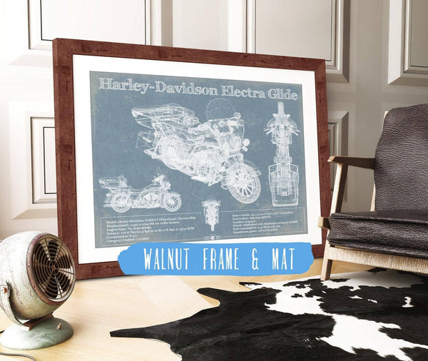 20" x 16" / Walnut Frame & Mat Cutler West Harley-Davidson FLHTCUI Ultra Classic Electra Glide Vintage Motorcycle Patent Print