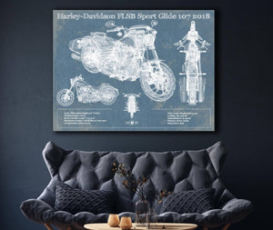 Cutler West Harley-Davidson FLSB Sport Glide 107 2018 Blueprint Motorcycle Patent Print