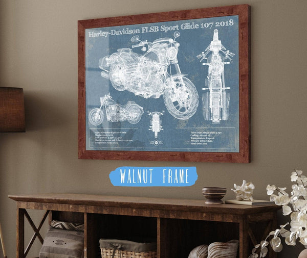Cutler West Harley-Davidson FLSB Sport Glide 107 2018 Blueprint Motorcycle Patent Print