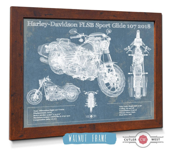 Cutler West Harley-Davidson FLSB Sport Glide 107 2018 Blueprint Motorcycle Patent Print