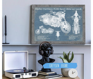 14" x 11" / Greyson Frame Cutler West Harley-Davidson FLSB Sport Glide 107 2018 Blueprint Motorcycle Patent Print