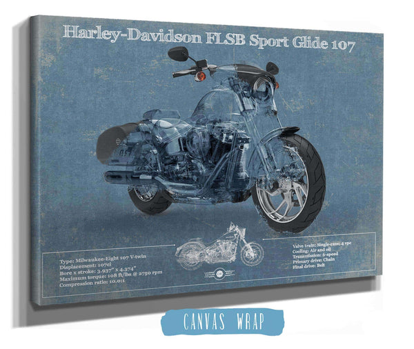 Cutler West Harley-Davidson FLSB Sport Glide Blueprint Motorcycle Patent Print
