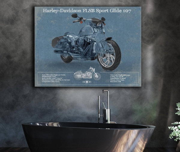 Cutler West Harley-Davidson FLSB Sport Glide Blueprint Motorcycle Patent Print