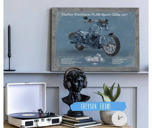 Cutler West Harley-Davidson FLSB Sport Glide Blueprint Motorcycle Patent Print