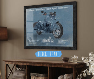 20" x 16" / Black Frame Cutler West Harley-Davidson FLSB Sport Glide Blueprint Motorcycle Patent Print