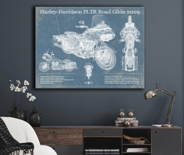 Cutler West Harley-Davidson FLTR Road Glide 2009 Blueprint Motorcycle Patent Print