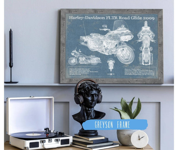 14" x 11" / Greyson Frame Cutler West Harley-Davidson FLTR Road Glide 2009 Blueprint Motorcycle Patent Print