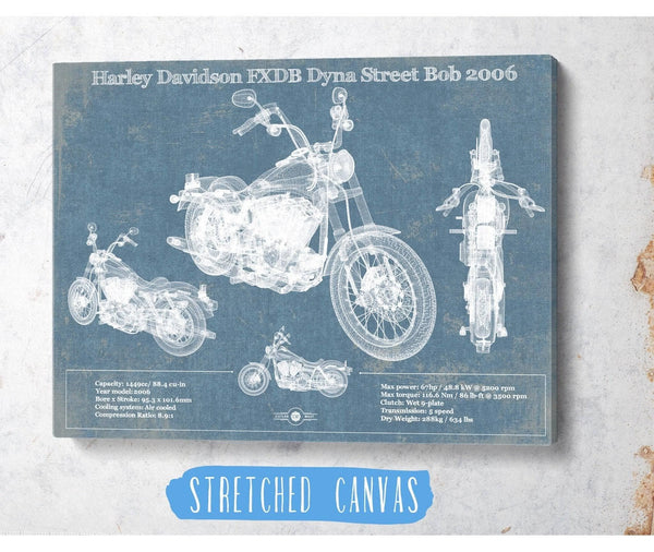 Cutler West Harley Davidson FXDB Dyna Street Bob 2006 Blueprint Motorcycle Patent Print
