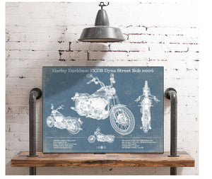 Cutler West Harley Davidson FXDB Dyna Street Bob 2006 Blueprint Motorcycle Patent Print