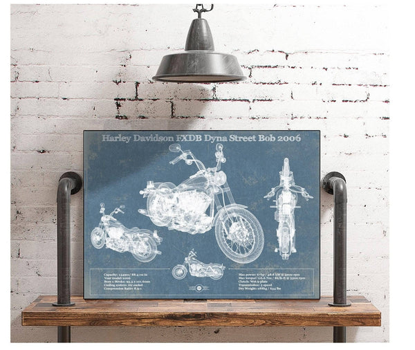 Cutler West Harley Davidson FXDB Dyna Street Bob 2006 Blueprint Motorcycle Patent Print