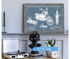 14" x 11" / Greyson Frame Cutler West Harley Davidson FXDB Dyna Street Bob 2006 Blueprint Motorcycle Patent Print