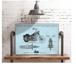 Cutler West Harley-Davidson FXSTS Springer Softail Blueprint Motorcycle Patent Print