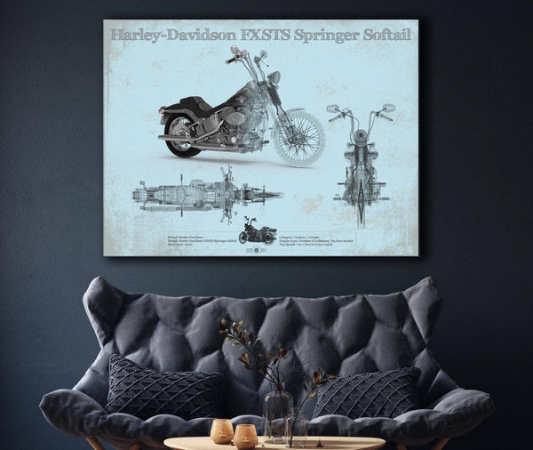 Cutler West Harley-Davidson FXSTS Springer Softail Blueprint Motorcycle Patent Print