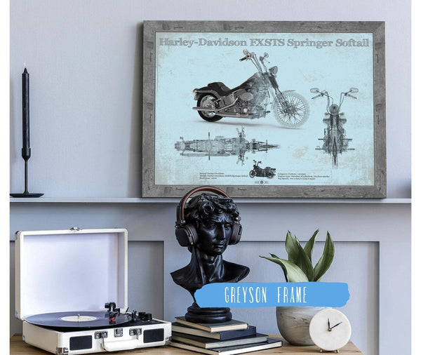 Cutler West Harley-Davidson FXSTS Springer Softail Blueprint Motorcycle Patent Print