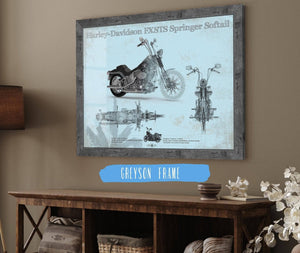 24" x 18" / Greyson Frame Cutler West Harley-Davidson FXSTS Springer Softail Blueprint Motorcycle Patent Print