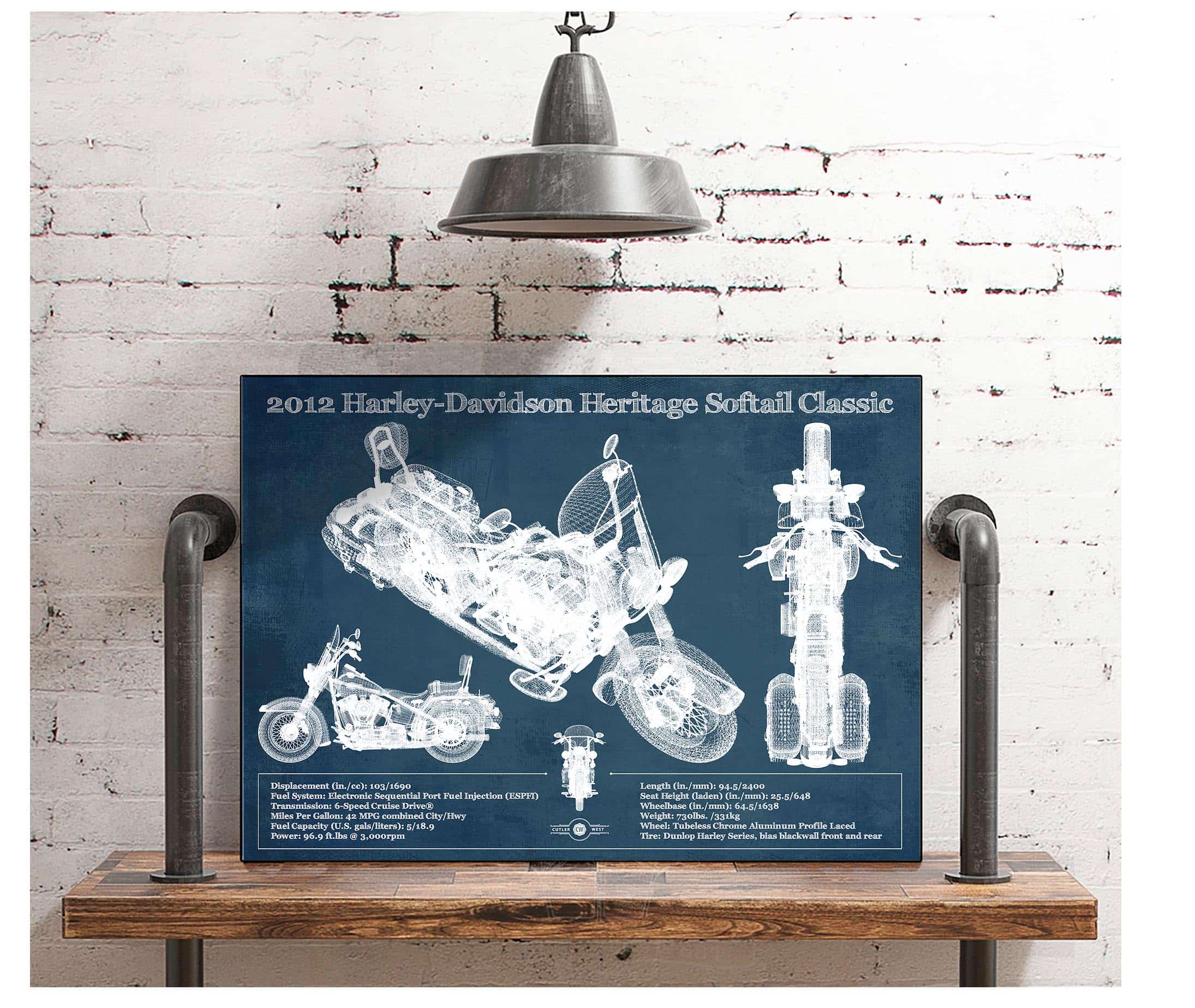 Harley Davidson Heritage Softail Blueprint Art | Cutler West