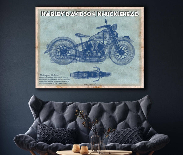 Cutler West Harley-Davidson Knucklehead Blueprint Motorcycle Patent Print