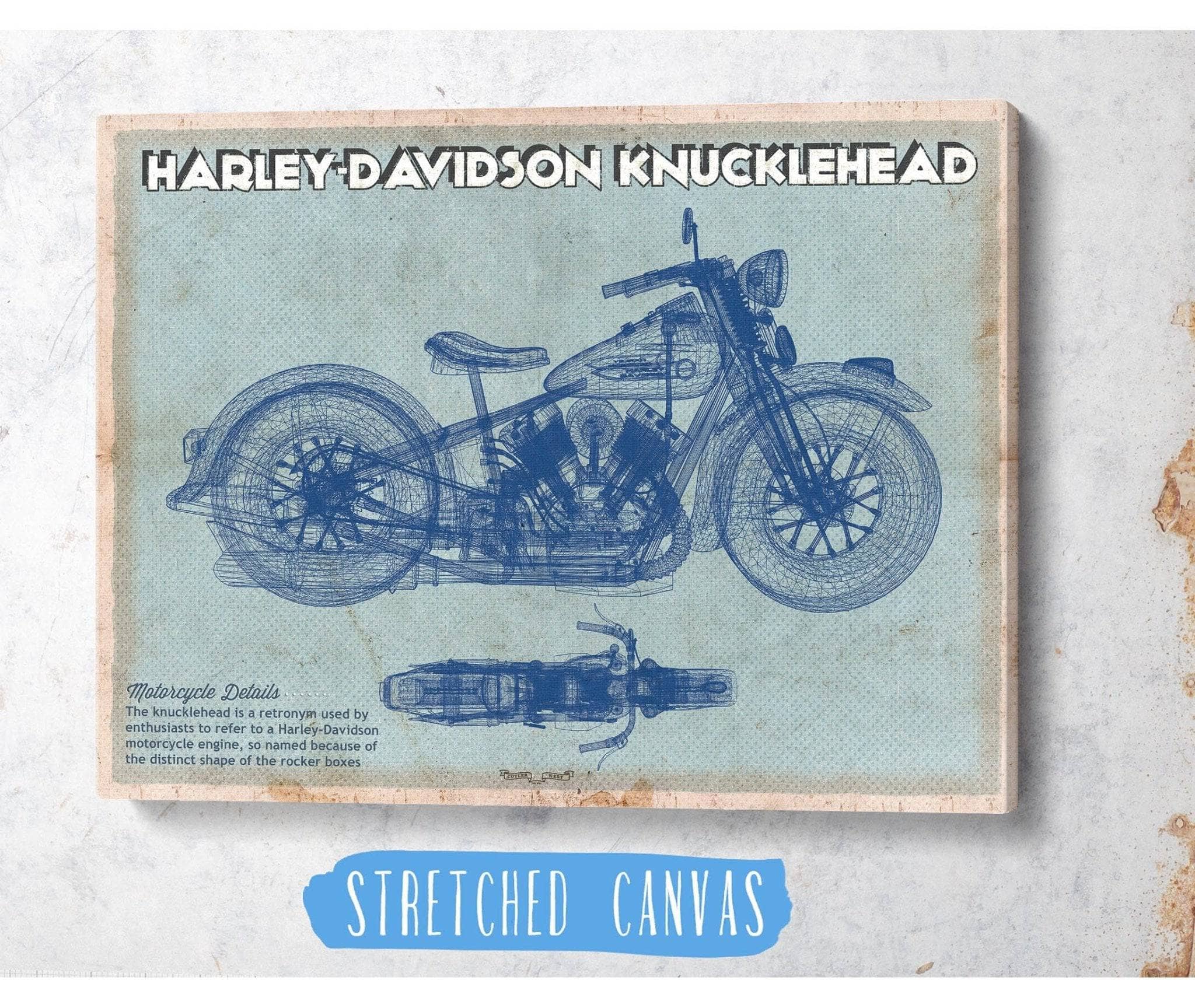 Harley-Davidson Knucklehead Blueprint Motorcycle Patent Art by