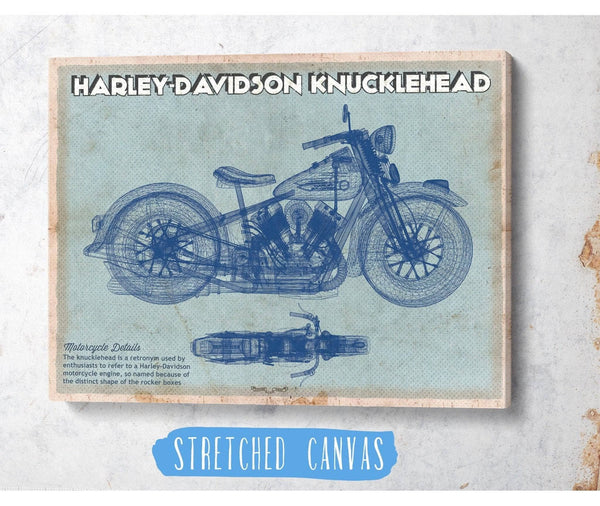 Cutler West Harley-Davidson Knucklehead Blueprint Motorcycle Patent Print