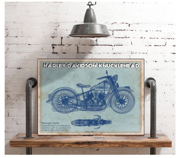 Cutler West Harley-Davidson Knucklehead Blueprint Motorcycle Patent Print