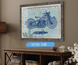 14" x 11" / Greyson Frame Cutler West Harley-Davidson Knucklehead Blueprint Motorcycle Patent Print