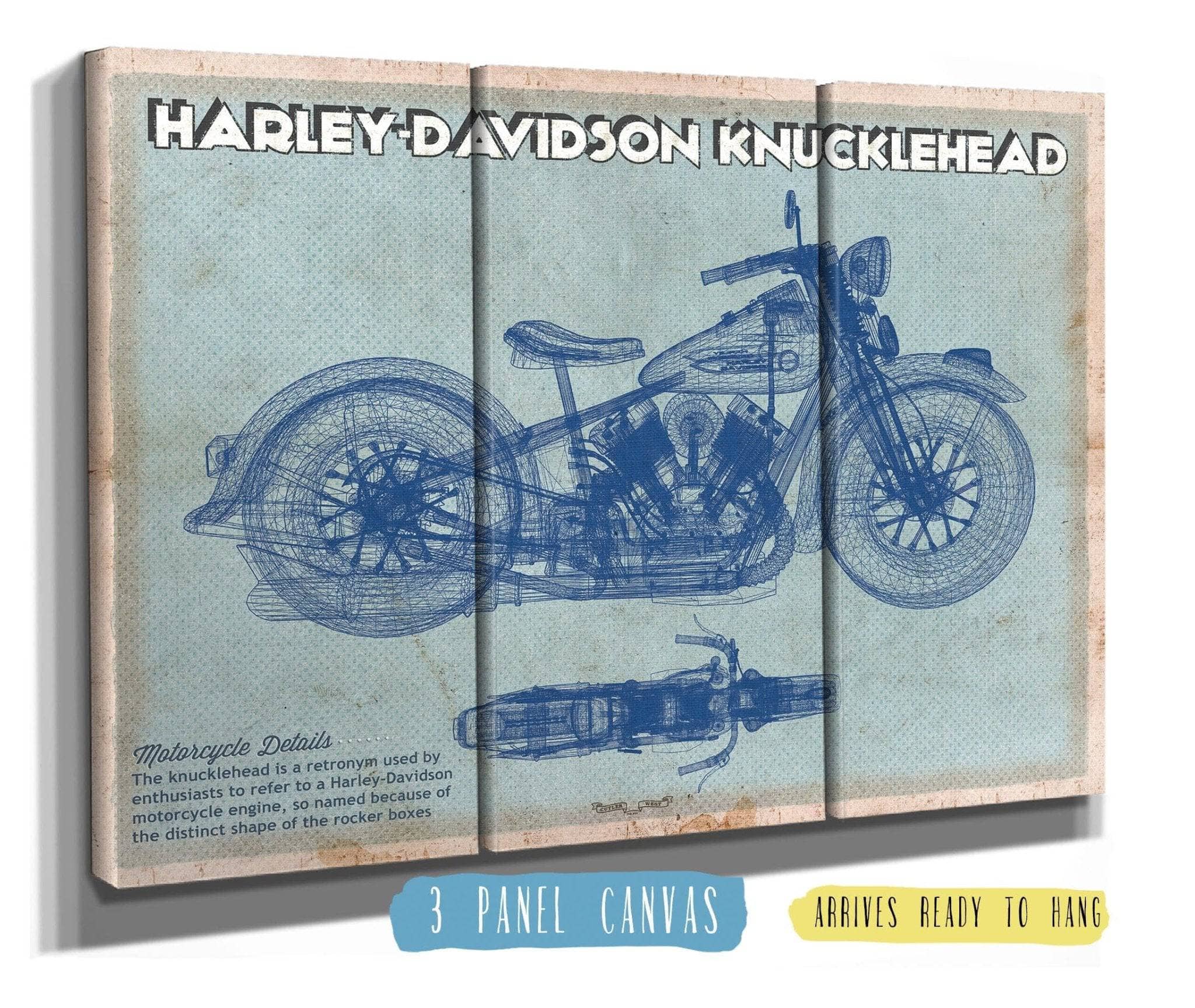 Harley-Davidson Knucklehead Blueprint Motorcycle Patent Art by