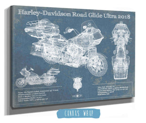Cutler West Harley-Davidson Road Glide Ultra 2018 Blueprint Motorcycle Patent Print