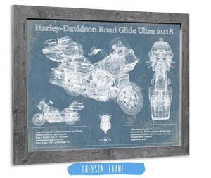 Cutler West Harley-Davidson Road Glide Ultra 2018 Blueprint Motorcycle Patent Print