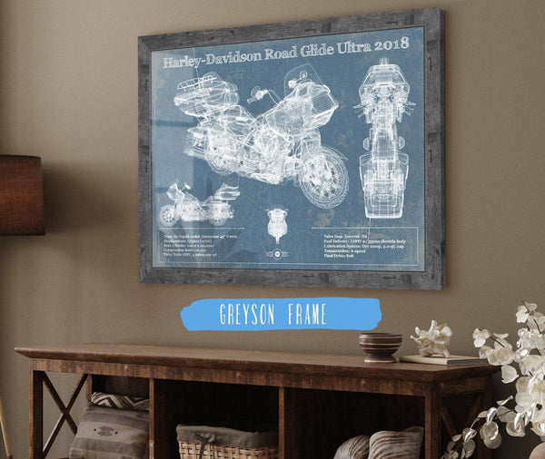 Cutler West Harley-Davidson Road Glide Ultra 2018 Blueprint Motorcycle Patent Print