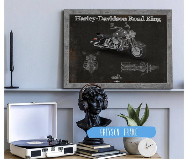 14" x 11" / Greyson Frame Cutler West Harley-Davidson Road King Motorcycle Patent Print
