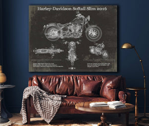 Cutler West Harley Davidson Softail Slim S Army Design 2016 Motorcycle Patent Print