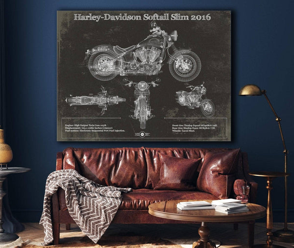 Cutler West Harley Davidson Softail Slim S Army Design 2016 Motorcycle Patent Print