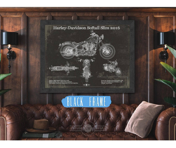 Cutler West Harley Davidson Softail Slim S Army Design 2016 Motorcycle Patent Print