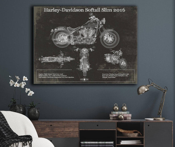 Cutler West Harley Davidson Softail Slim S Army Design 2016 Motorcycle Patent Print