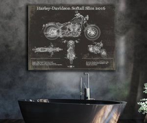 Cutler West Harley Davidson Softail Slim S Army Design 2016 Motorcycle Patent Print