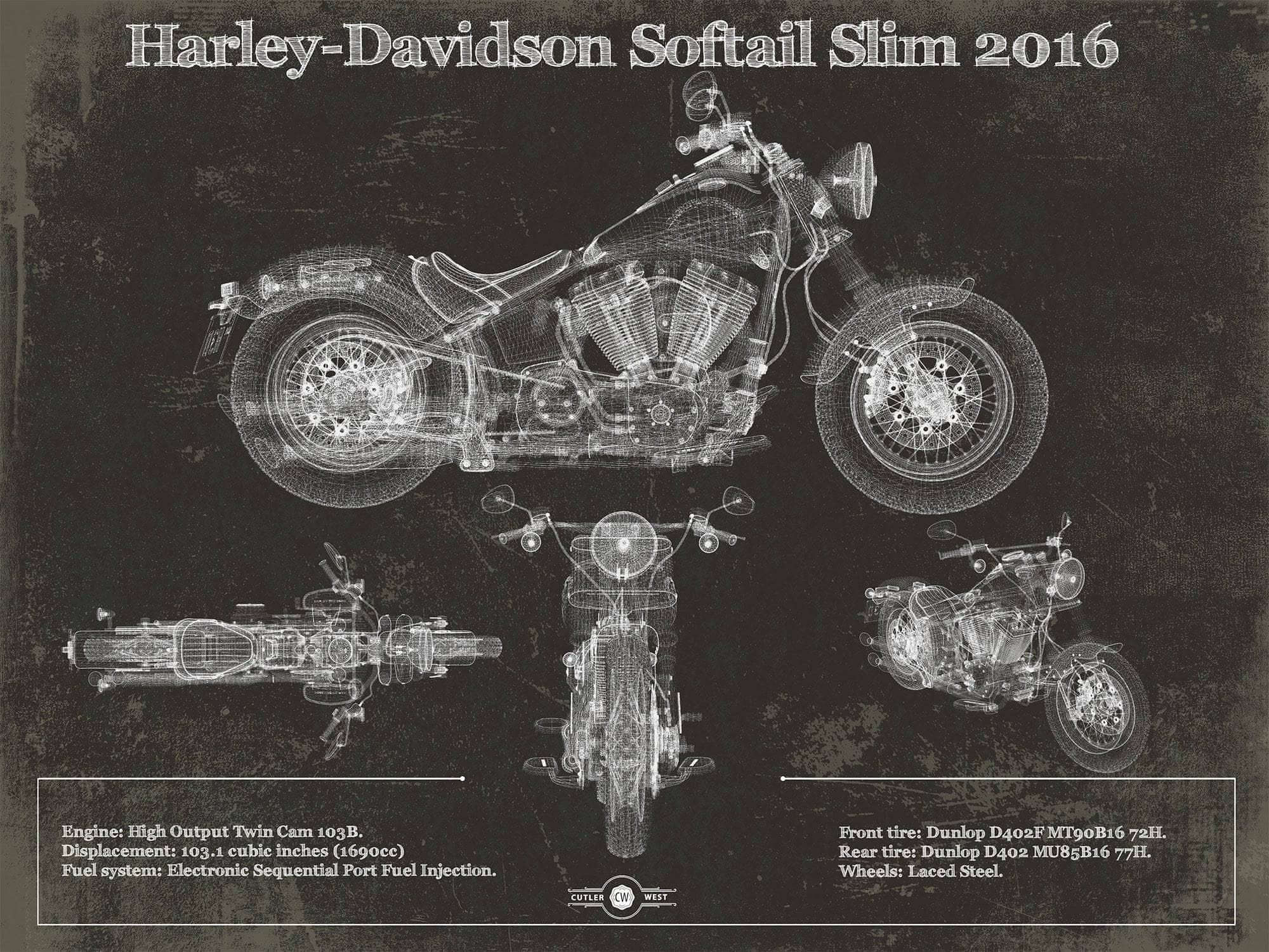 Harley Davidson Softail Slim S Army Design 2016 Motorcycle Patent