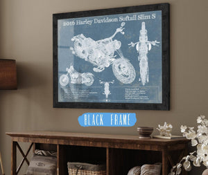 20" x 16" / Black Frame Cutler West Harley-Davidson Softail Slim S Motorcycle Patent Print