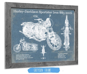 Cutler West Harley-Davidson Sportster Iron 883 2016 Blueprint Motorcycle Patent Print
