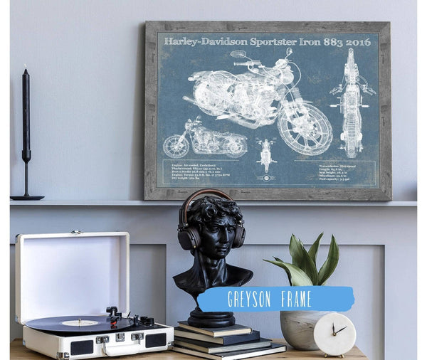 Cutler West Harley-Davidson Sportster Iron 883 2016 Blueprint Motorcycle Patent Print